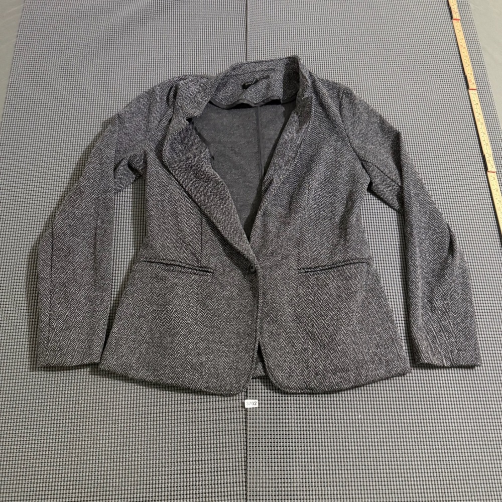 Banana Republic Women Gray Herringbone Single Button Blazer Jacket Size S